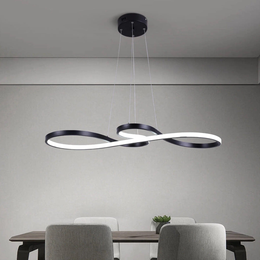 NoirArc Bow LED Pendant Light in Black Modern Fixture