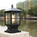 Etilo Modern Metal Glass Lantern LED Outdoor Light Post | ventumra