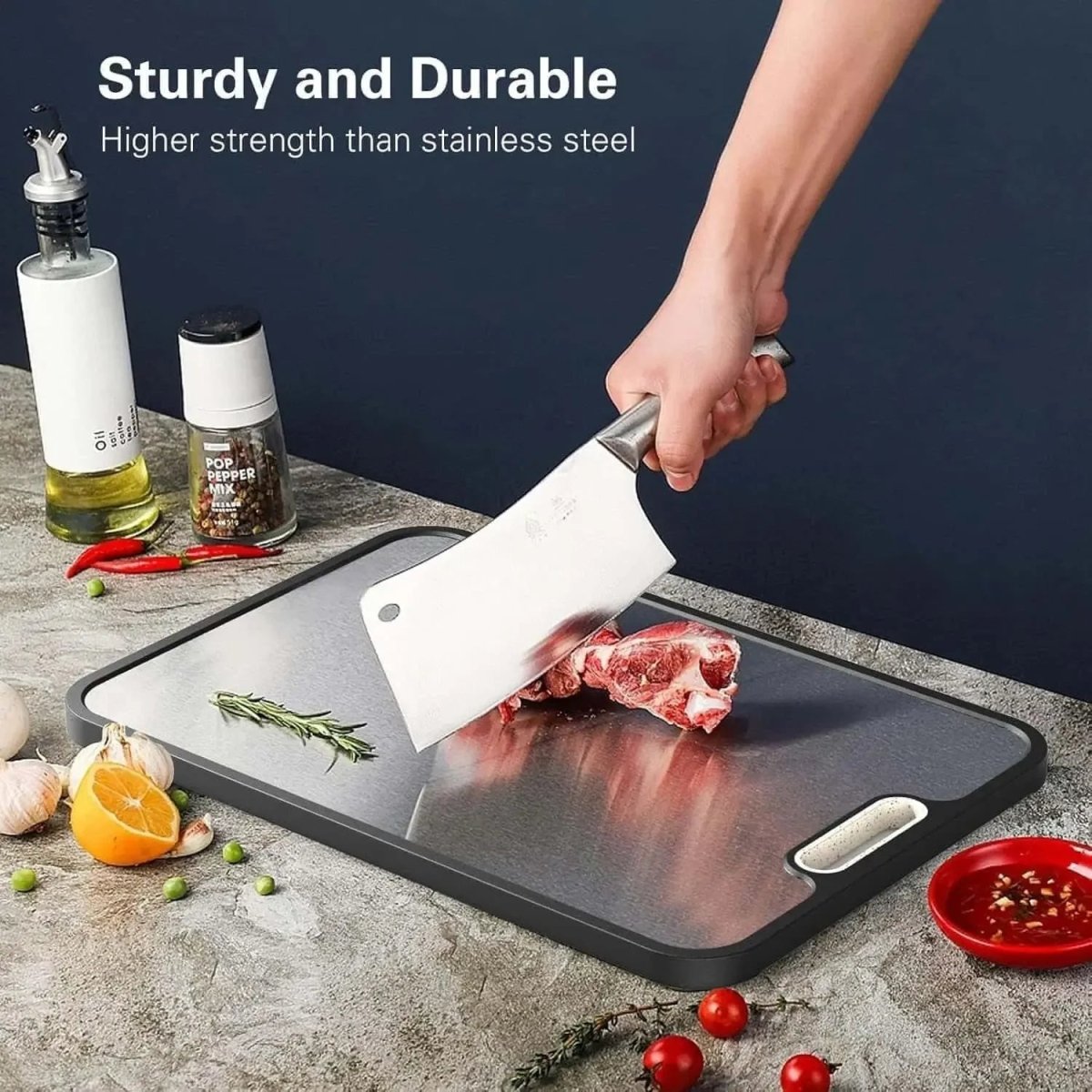 ApexForge Titan Double Sided Cutting Board — Non-Slip Textured Base