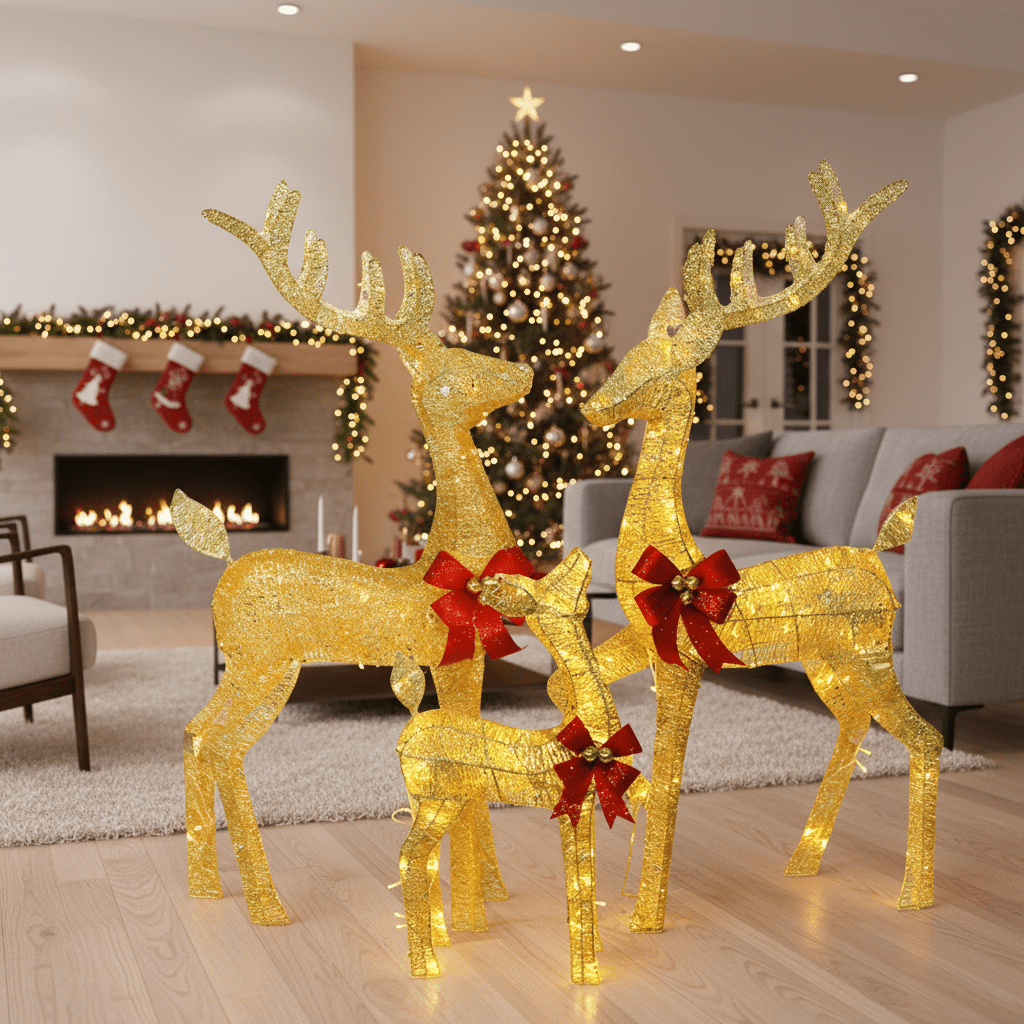 LumenHooves dekorative LED-Rentierfiguren — Weihnachtsskulpturen mit sanftem Leuchten