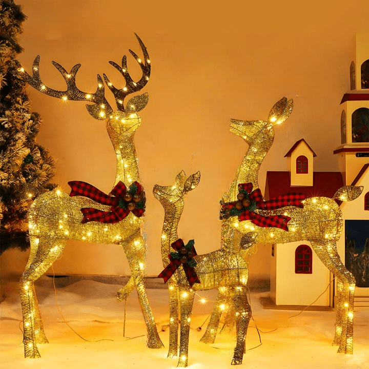 LumenHooves dekorative LED-Rentierfiguren — Weihnachtsskulpturen mit sanftem Leuchten