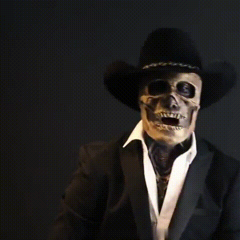 GraveShade Realistische Skelettmaske mit Hut – Detaillierte Prothesenmaske für das gesamte Gesicht