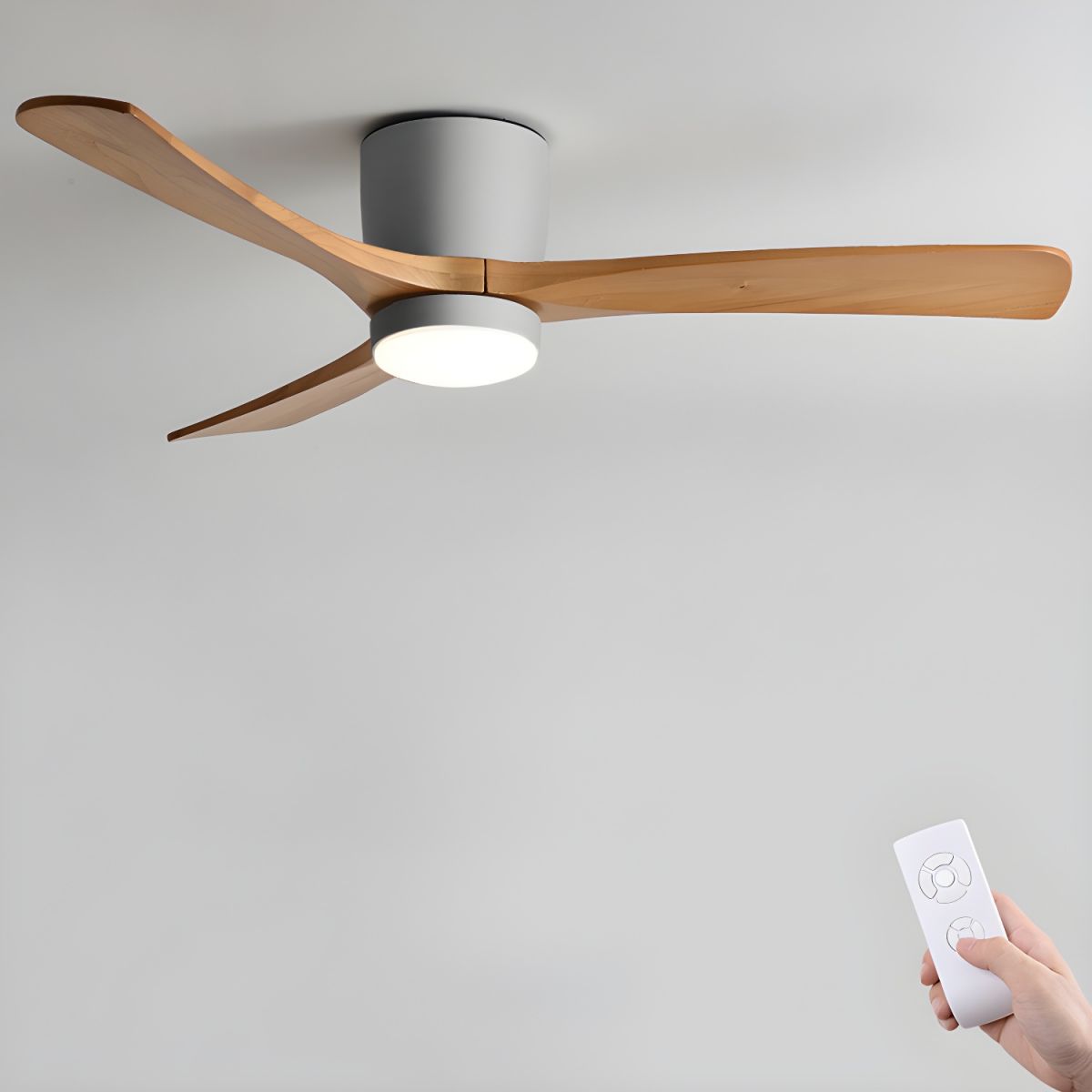 Nordora Modern LED Ceiling Fan — Sleek Wood Finish, Gentle Lighting