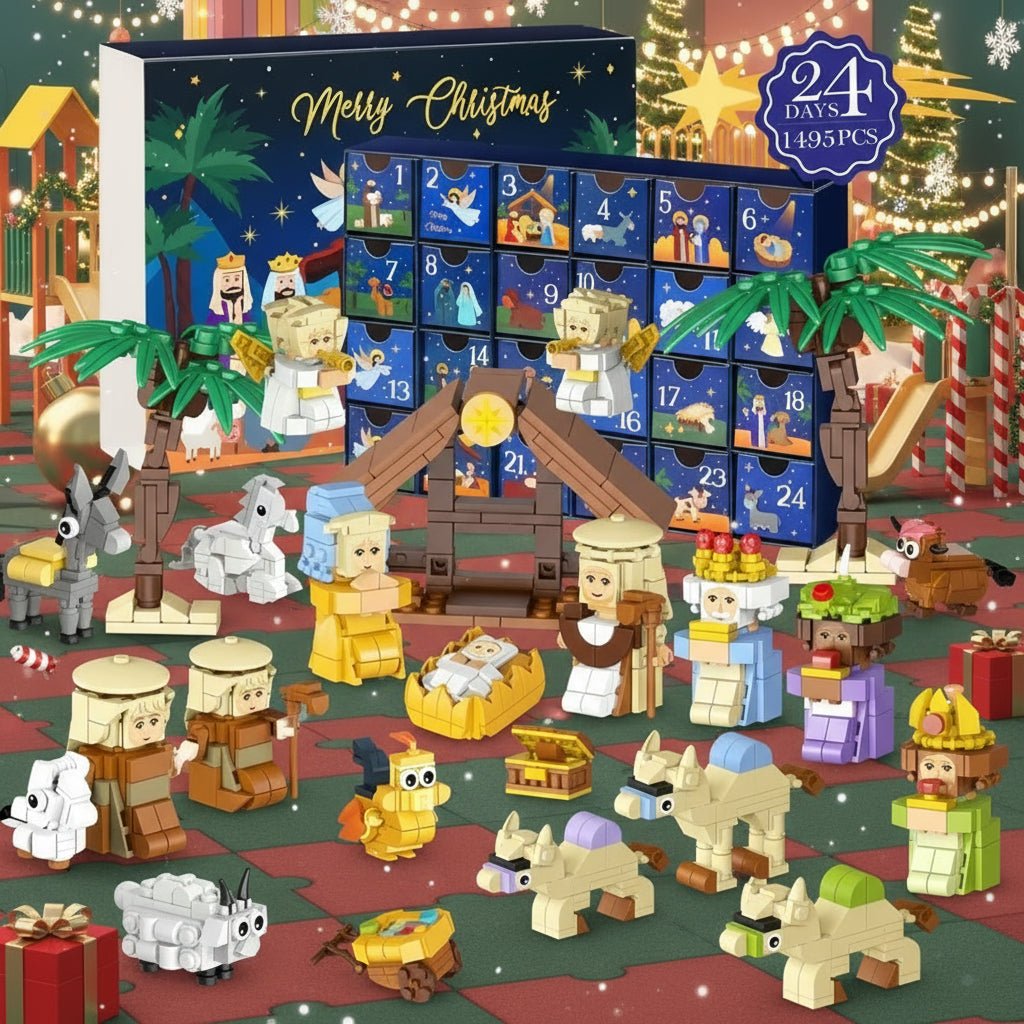 Sada na sestavení adventního kalendáře ArtisanJoy s 24 políčky s betlémem