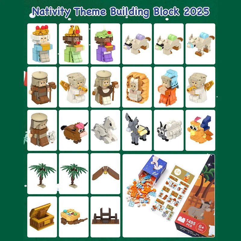 Sada na sestavení adventního kalendáře ArtisanJoy s 24 políčky s betlémem