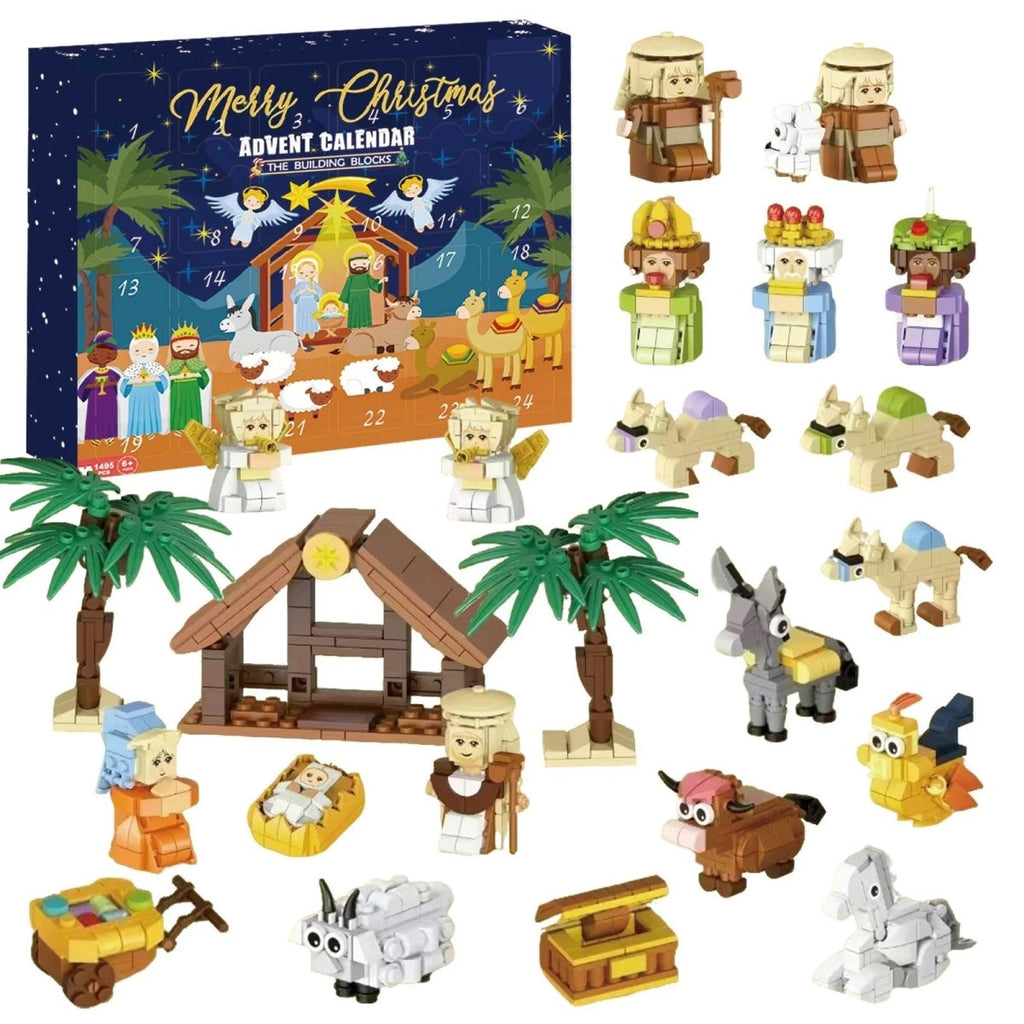 Sada na sestavení adventního kalendáře ArtisanJoy s 24 políčky s betlémem