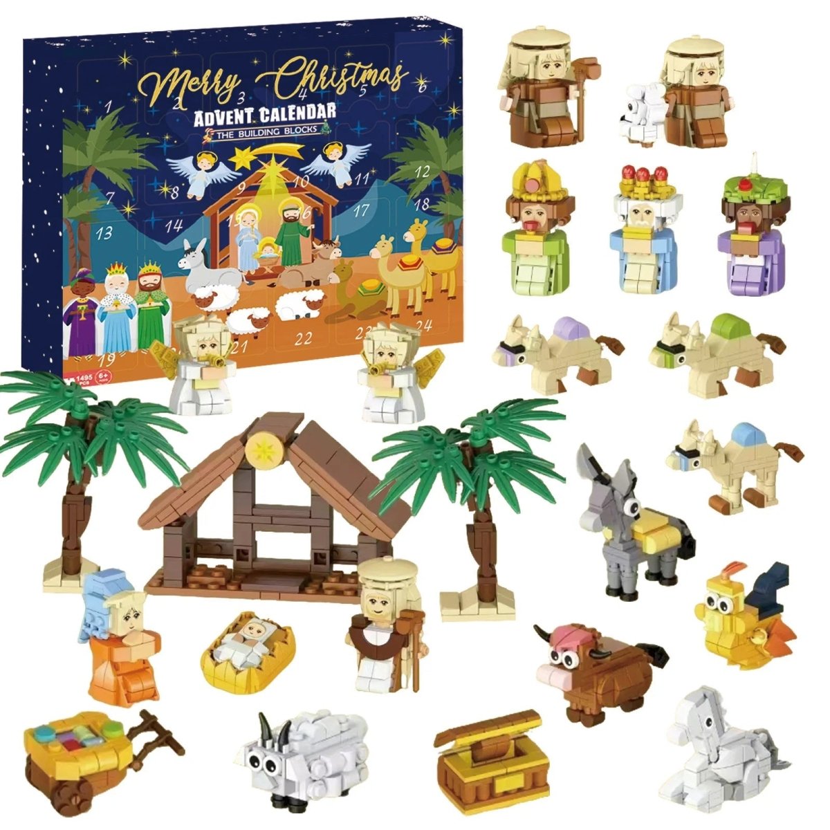 ArtisanJoy 24-Block Nativity Advent Calendar Build Set