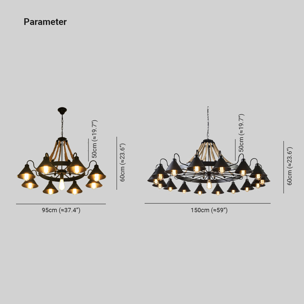 Epoch Vintage Industrial Rope Chandelier  Living Room | ventumra