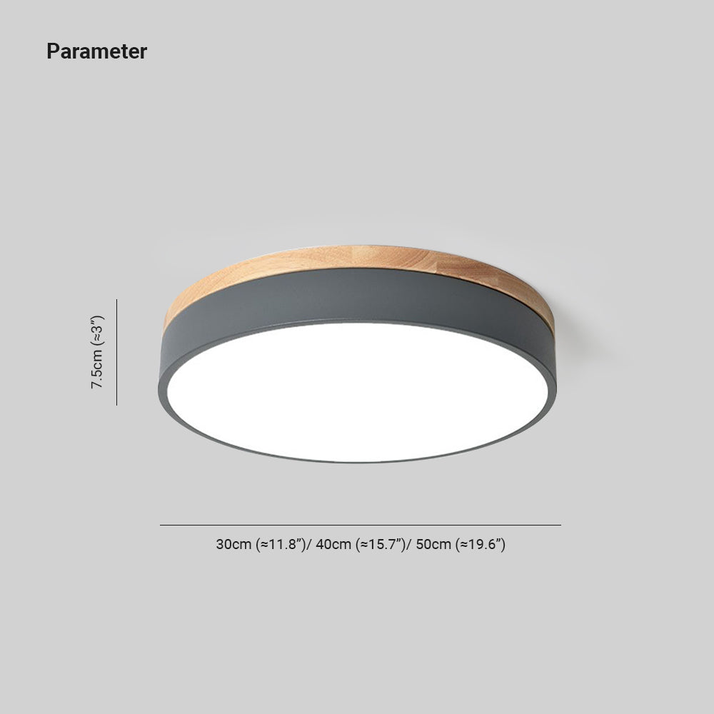 Aria Nordic LED Round Flush Mount Ceiling Light Wood Color | ventumra