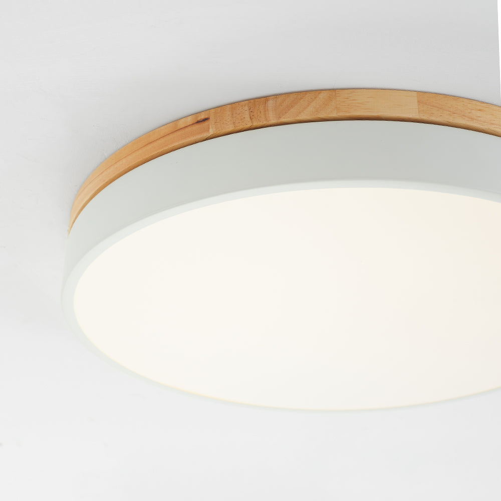 Aria Nordic LED Round Flush Mount Ceiling Light Wood Color | ventumra