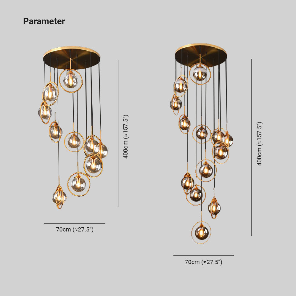 Valentina Modern Spiral Ball Glass Staircase Chandelier | ventumra