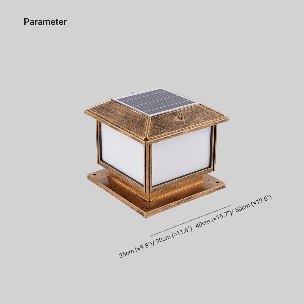 Ray Vintage Rectangle Metal Outdoor Solar Lamps, Black/Bronze | ventumra