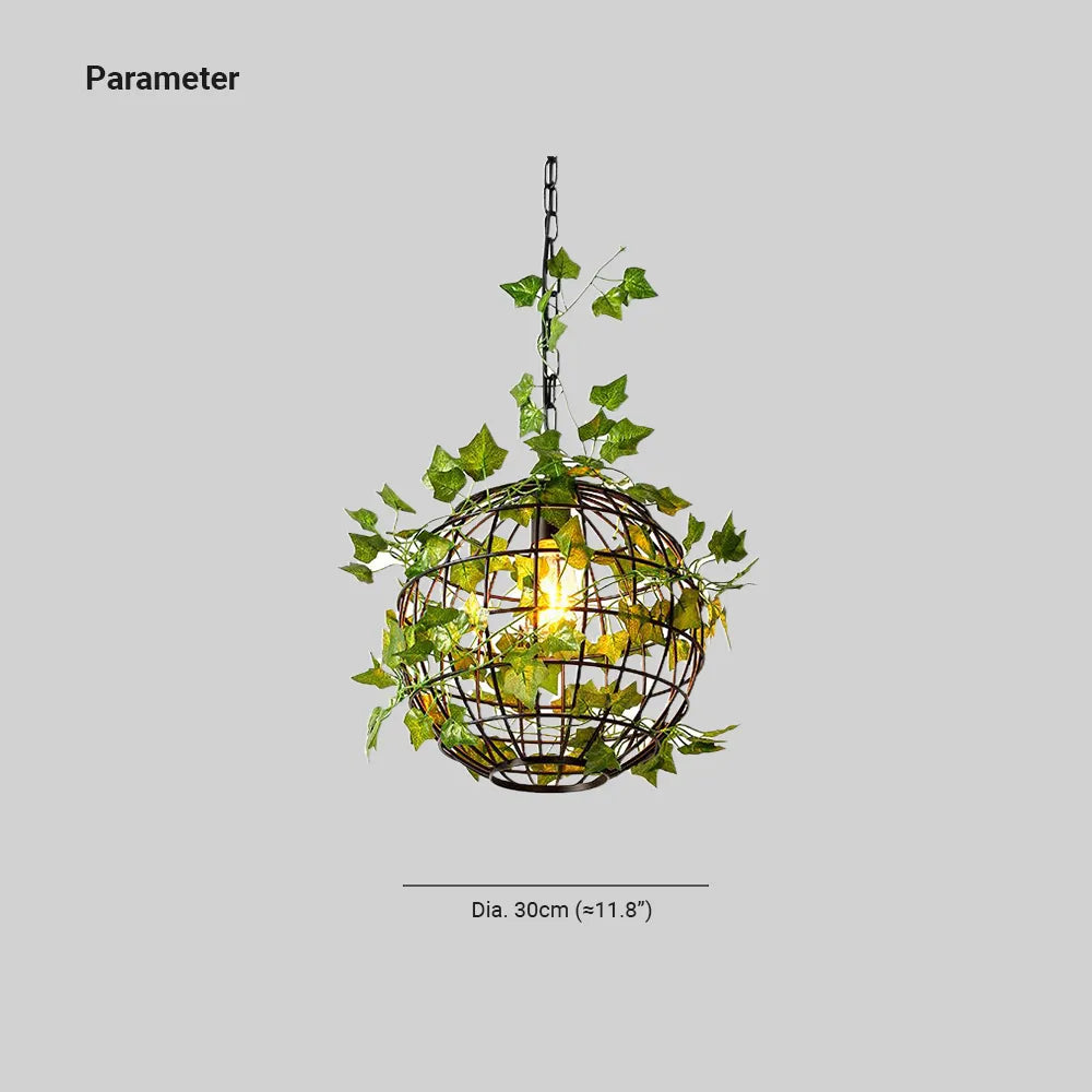 Ritta Rustic Plant Art Deco Globe Vine Pendant Light | ventumra