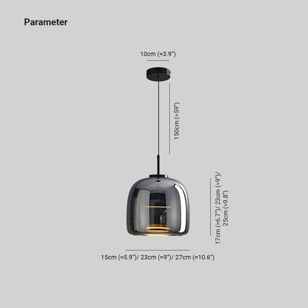 June Minimalist Pendant Light Glass Smoke Gray | ventumra