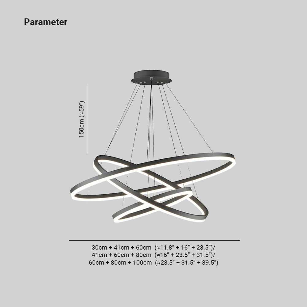 Arisha 3-Rings Black Black Modern Pendant Light | ventumra
