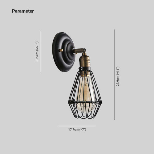Alessio Industrial Lantern Shaped Metal Wall Lamp, Black/Rust | ventumra