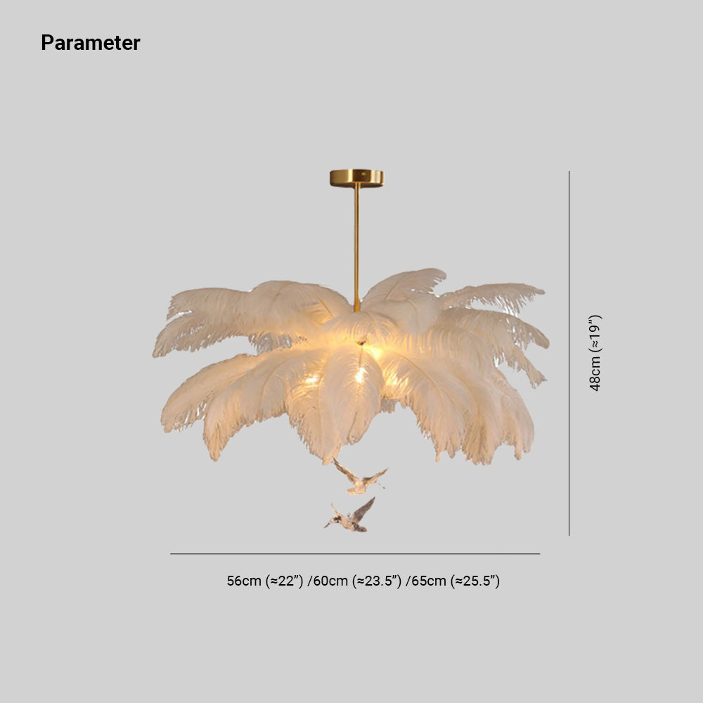 O'Moore Ostrich Contemporary Elegant Feather Chandelier, White | ventumra