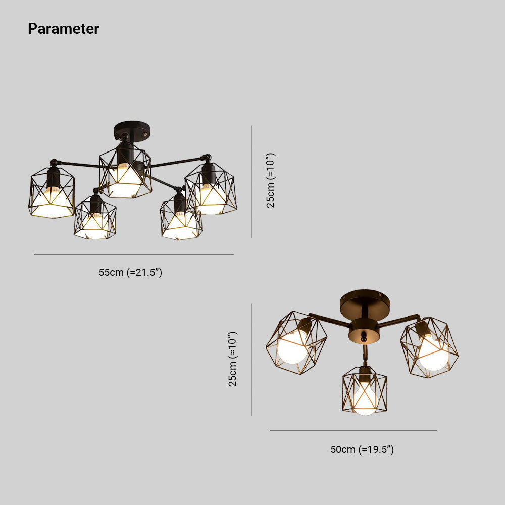 Arisha Black Semi-Flush Mount Ceiling Light | ventumra