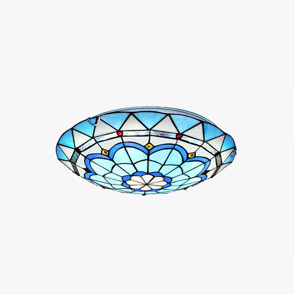 Tiffany Flush Mount Glass Colorful Ceiling Light, Bedroom - Neutralighting