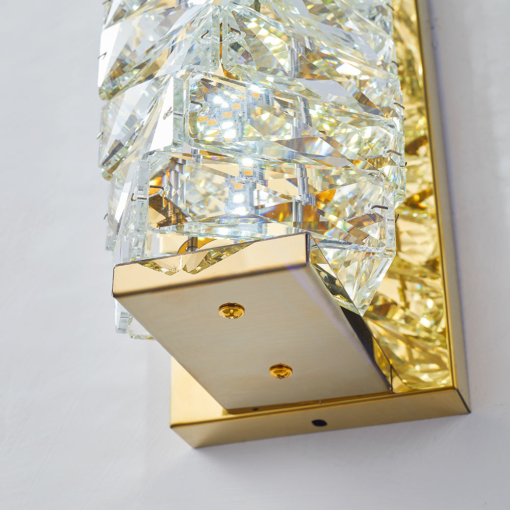 Kristy Modern Rectangular Vanity Metal Crystal LED Wall Lamp | ventumra