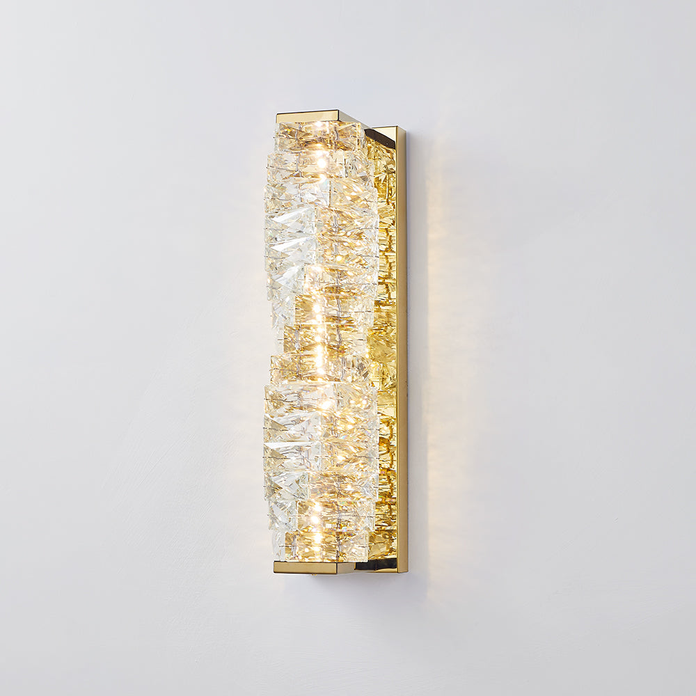 Kristy Modern Rectangular Vanity Metal Crystal LED Wall Lamp | ventumra