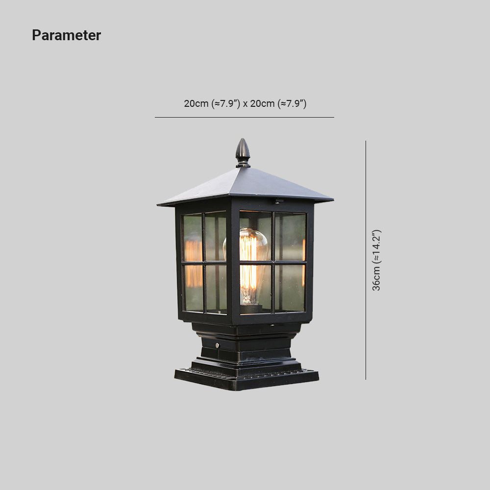 Etilo Modern Metal Glass Lantern LED Outdoor Light Post | ventumra