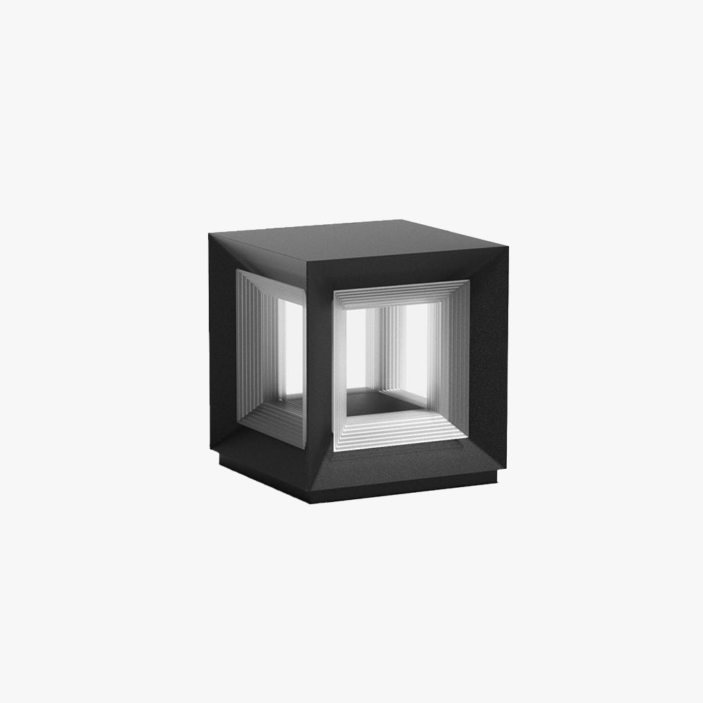 Ray Contemporary LED Cube Metal Outdoor Lamps, Black - Neutralighting