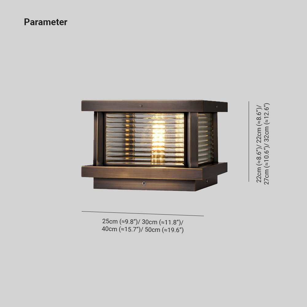 Ray Modern Rectangular Metal Outdoor Solar Lamp, Black/ Brass/Bronze | ventumra