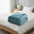 CozyNest 3D Bubble Plush Blanket — Raised Grid Texture, Lightweight Warmth