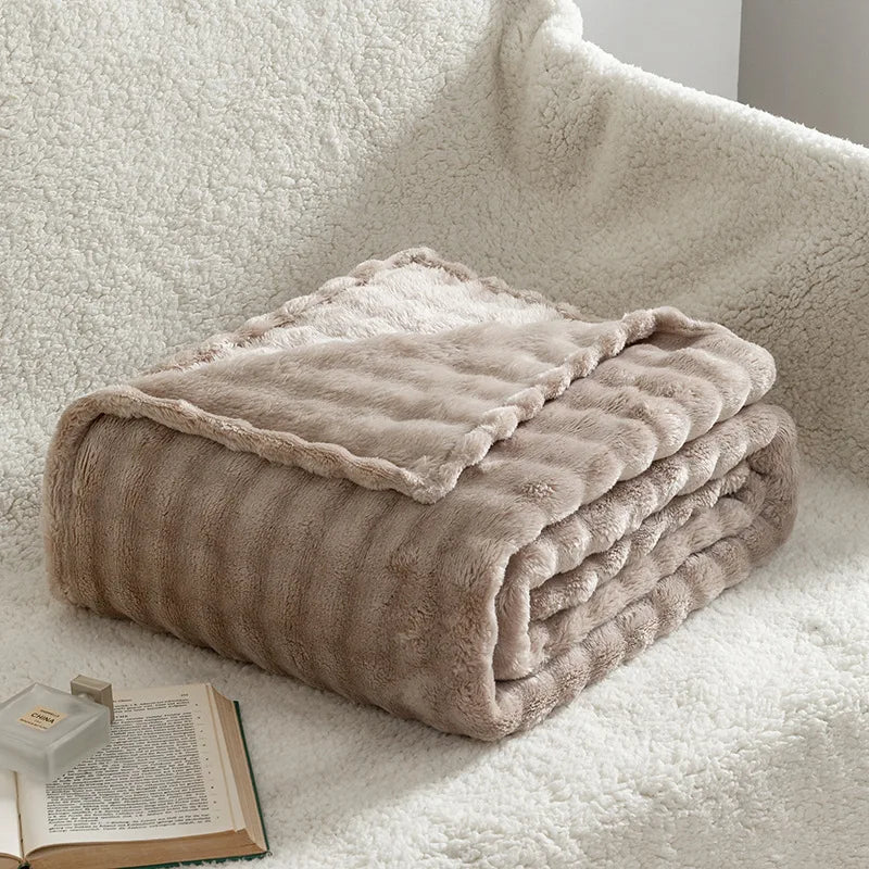 CozyNest 3D Bubble Plush Blanket — Raised Grid Texture, Lightweight Warmth