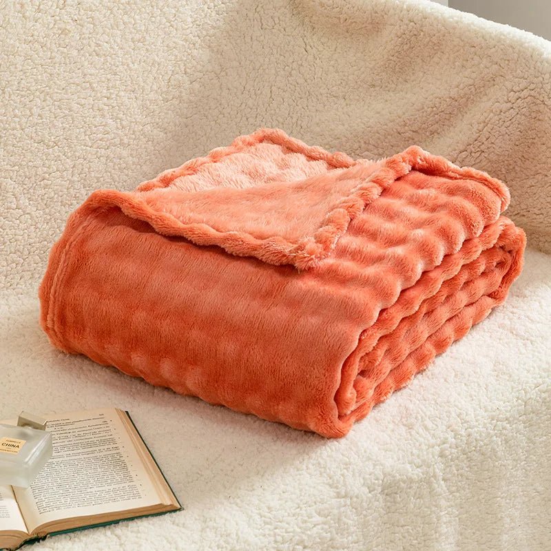CozyNest 3D Bubble Plush Blanket — Raised Grid Texture, Lightweight Warmth