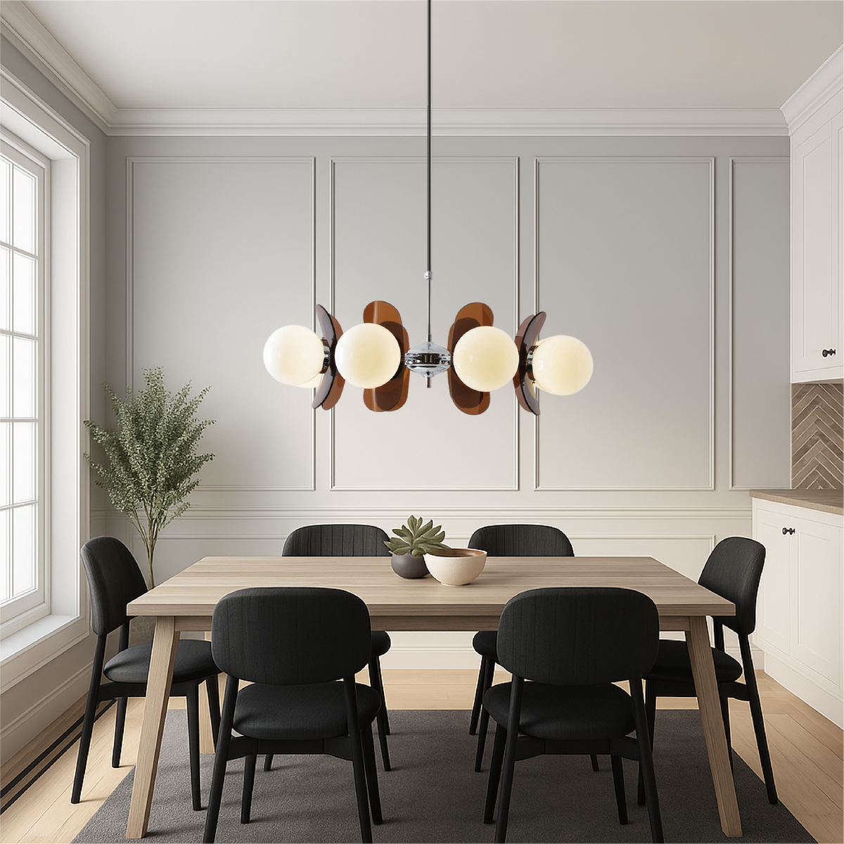 Skulpturel globuslysekrone i glas | Ventumra