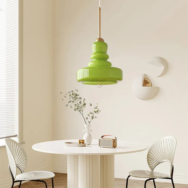 Solara Pumpkin Glass Pendant Light with Brass or Iron Accents