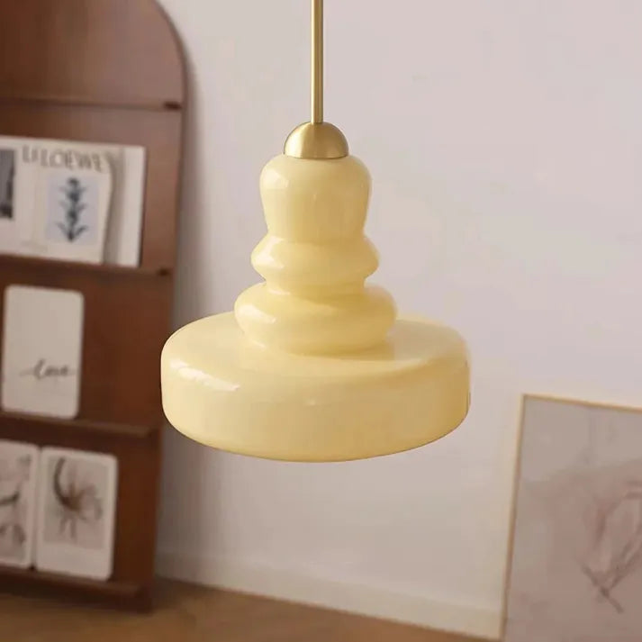 Solara Pumpkin Glass Pendant Light with Brass or Iron Accents