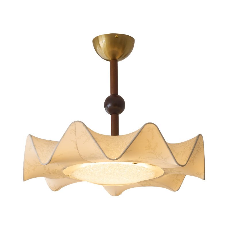 Cyrie Ceiling Light Floral-patterned etched fabric Wood | ventumra