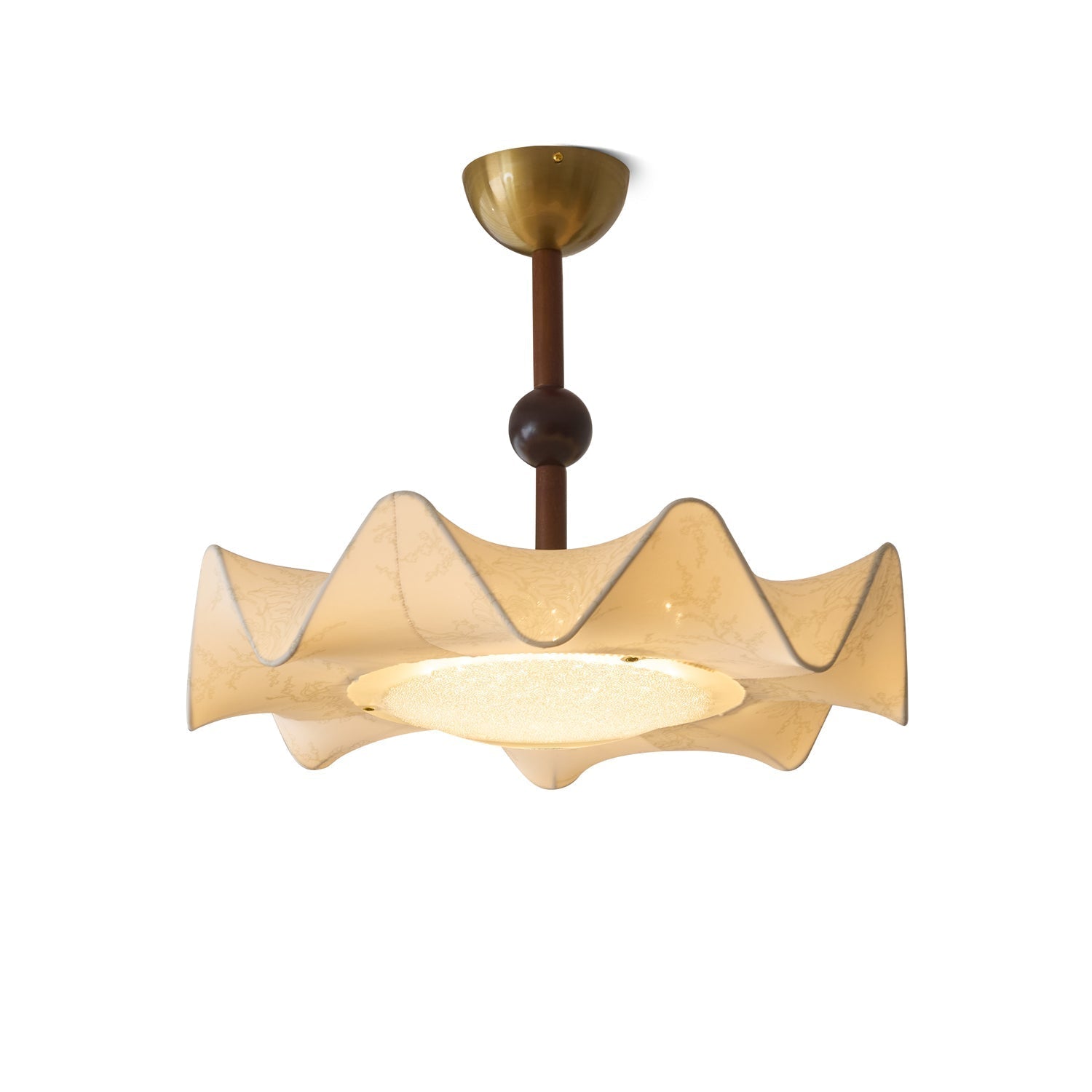 Cyrie Ceiling Light Floral-patterned etched fabric Wood | ventumra