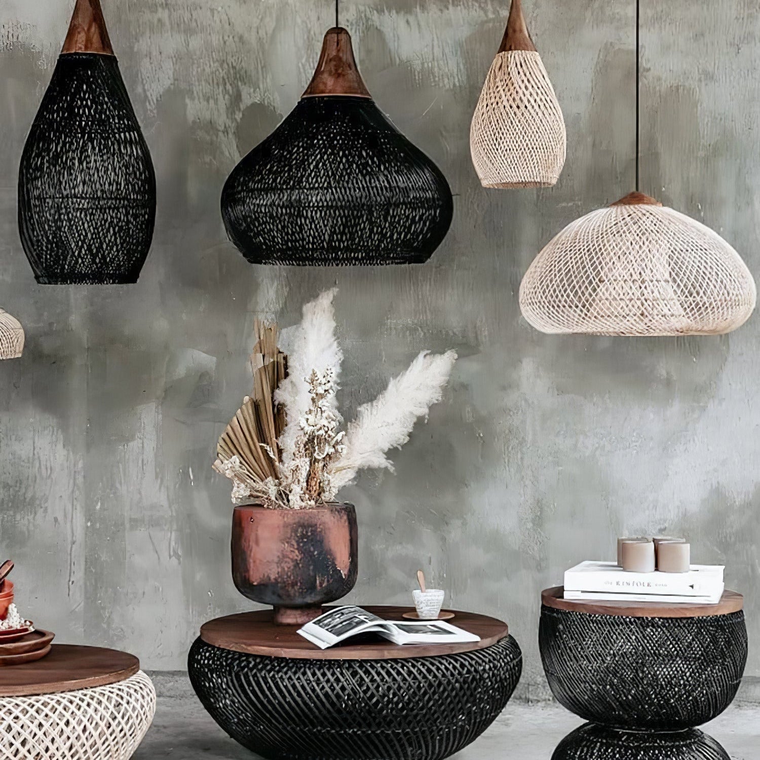 Evelyn Braided Rattan Livingroom Pendant Lamp | ventumra