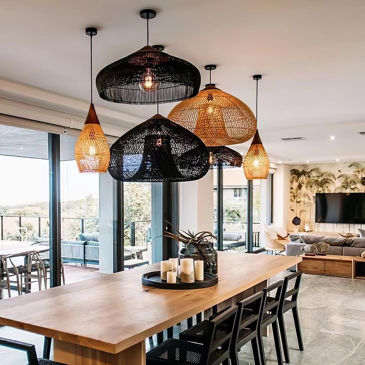Evelyn Braided Rattan Livingroom Pendant Lamp | ventumra