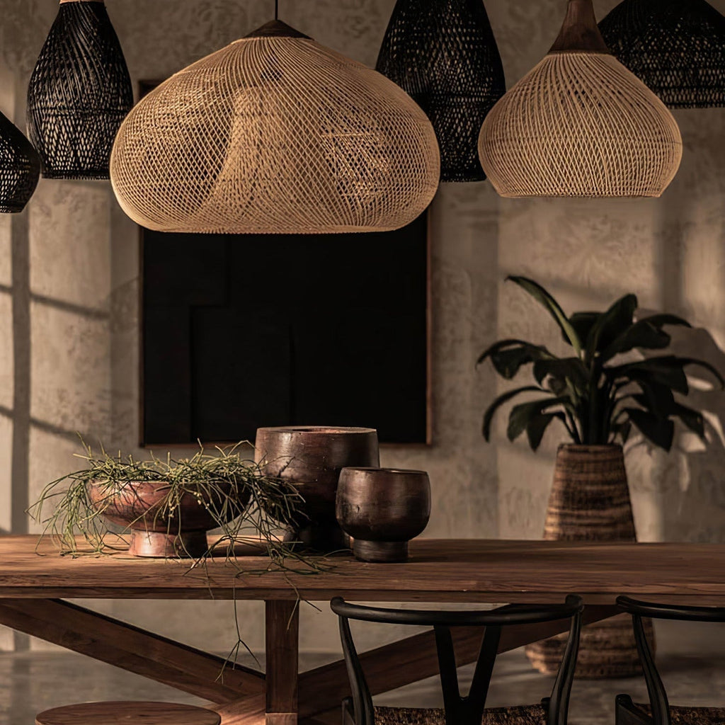 Evelyn Braided Rattan Livingroom Pendant Lamp | ventumra