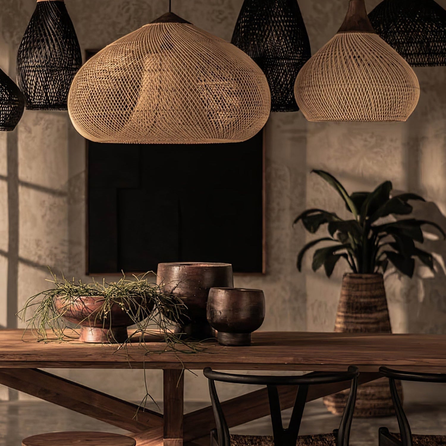 Evelyn Braided Rattan Livingroom Pendant Lamp | ventumra