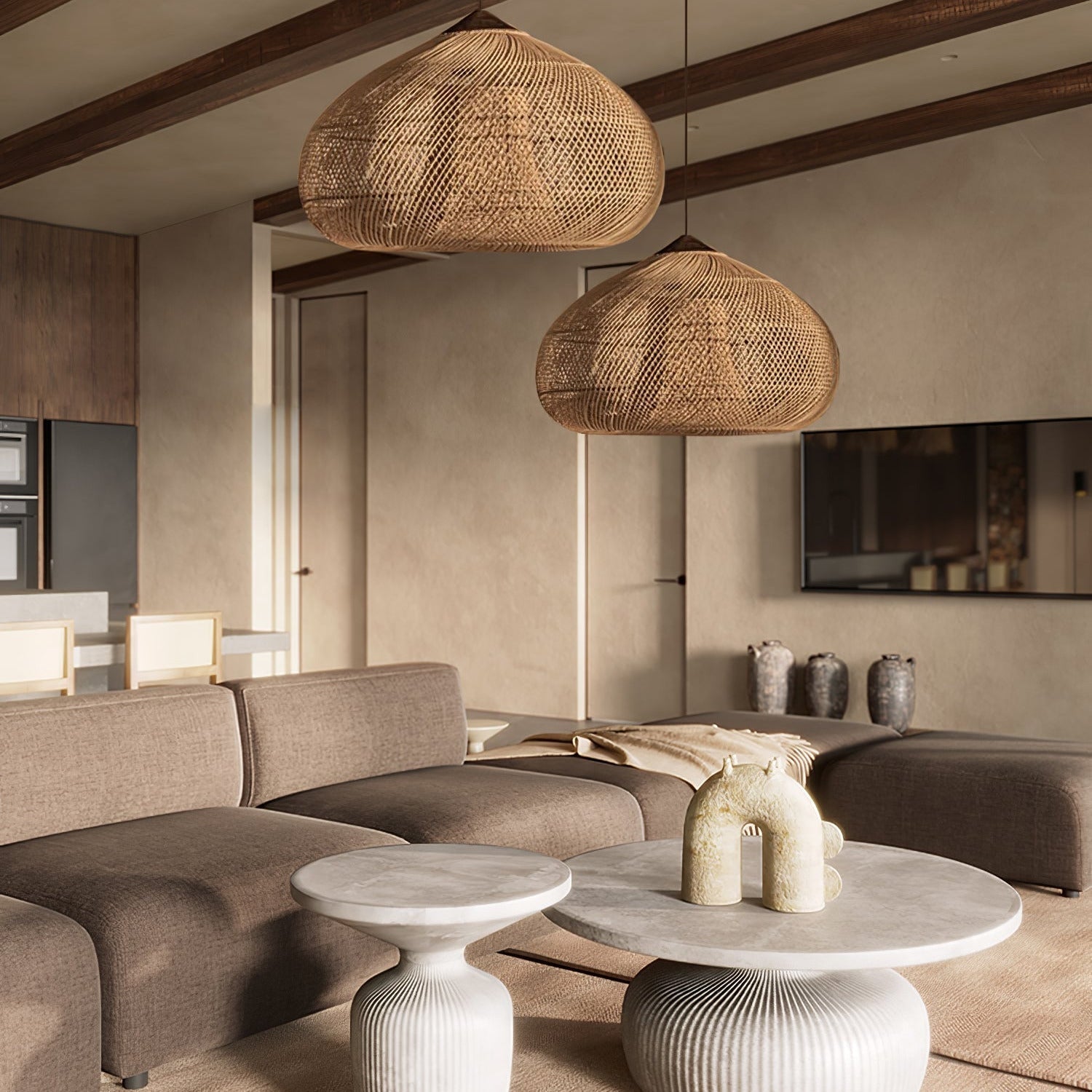 Evelyn Braided Rattan Livingroom Pendant Lamp | ventumra