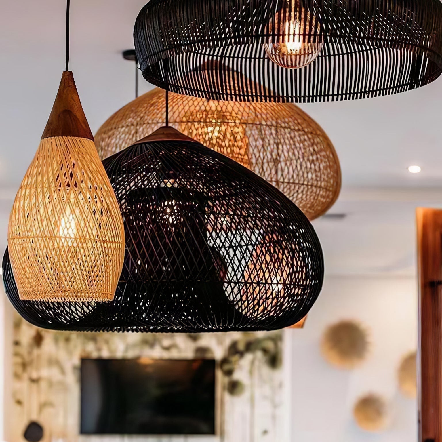 Evelyn Braided Rattan Livingroom Pendant Lamp | ventumra