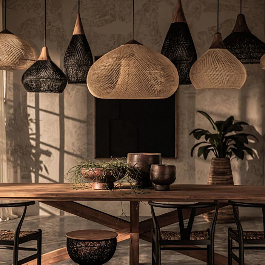 Evelyn Braided Rattan Livingroom Pendant Lamp | ventumra