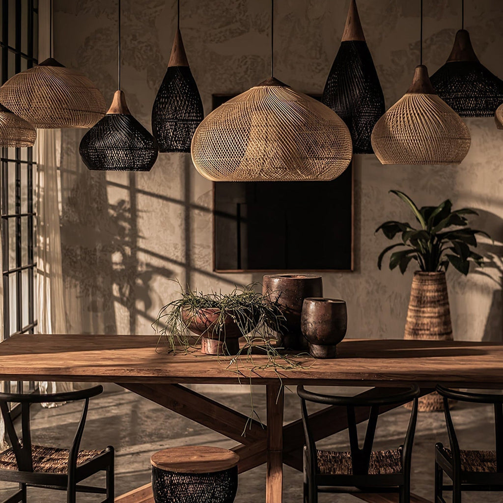 Evelyn Braided Rattan Livingroom Pendant Lamp | ventumra