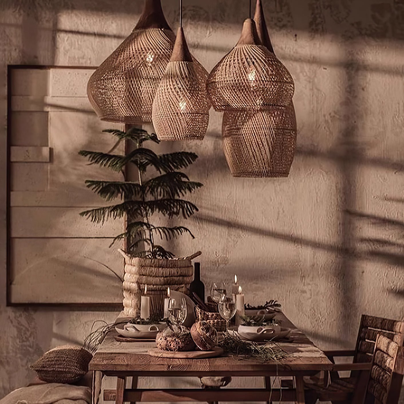 Evelyn Braided Rattan Livingroom Pendant Lamp | ventumra