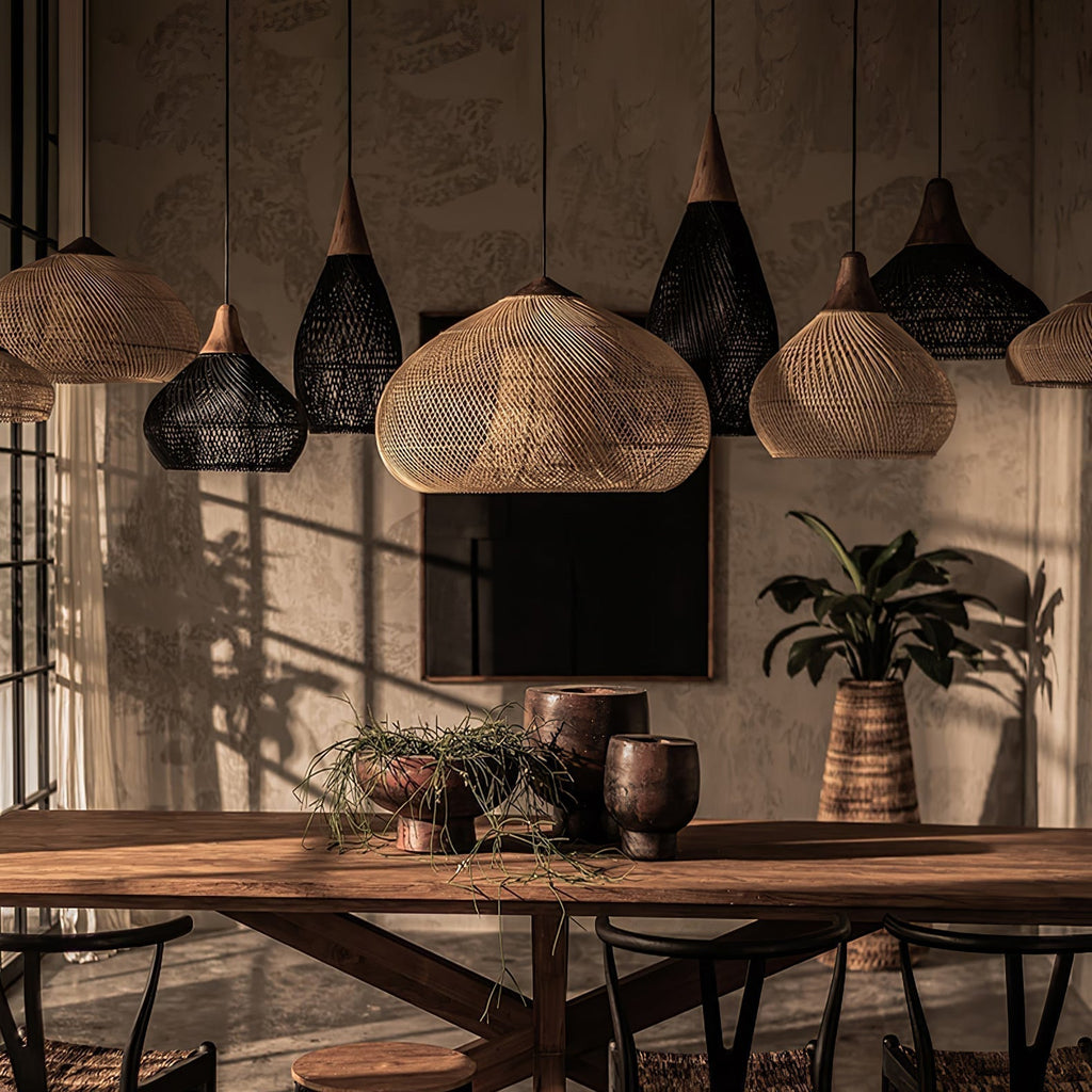 Evelyn Braided Rattan Livingroom Pendant Lamp | ventumra