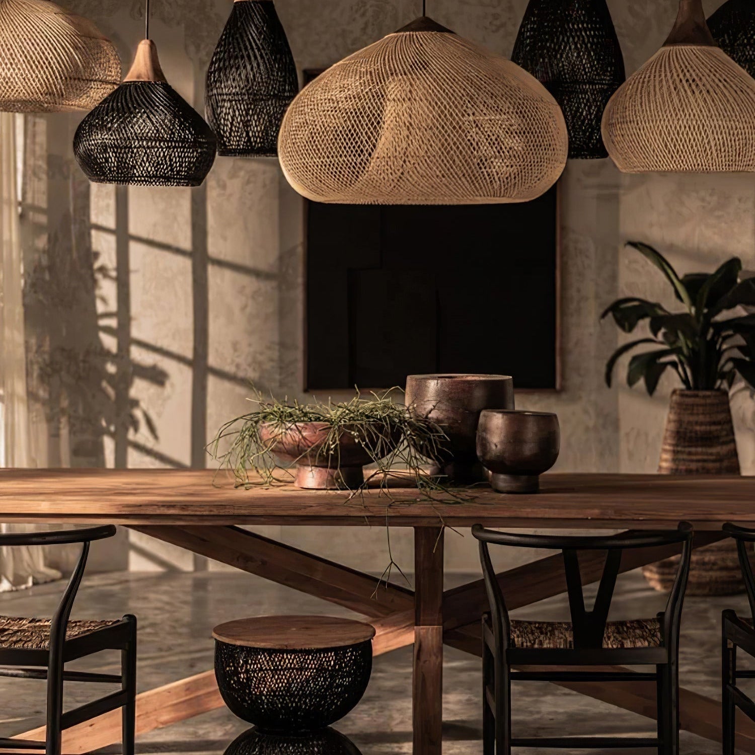 Evelyn Braided Rattan Livingroom Pendant Lamp | ventumra