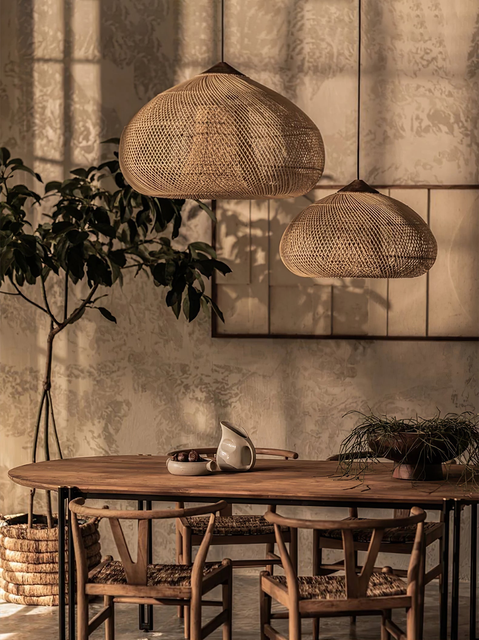 Evelyn Braided Rattan Livingroom Pendant Lamp | ventumra