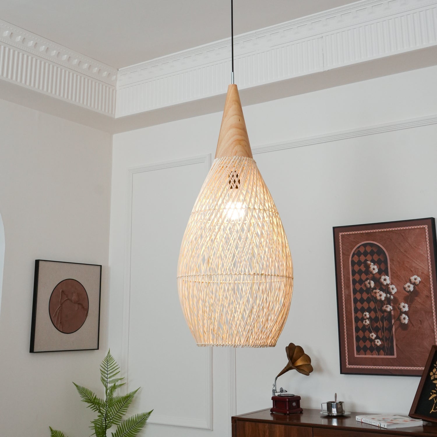 Evelyn Braided Rattan Livingroom Pendant Lamp | ventumra