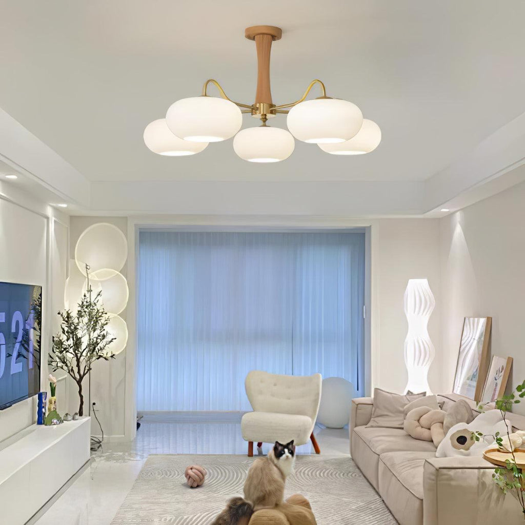 Candy Brass Wooden Glass Persimmon Chandelier | ventumra
